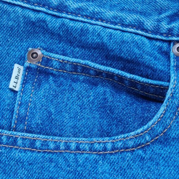 L.L. Bean Classic Fit Green Fleece Lined Mens Tag 35x29 (33X28) Blue Jeans Heavy - Picture 5 of 15